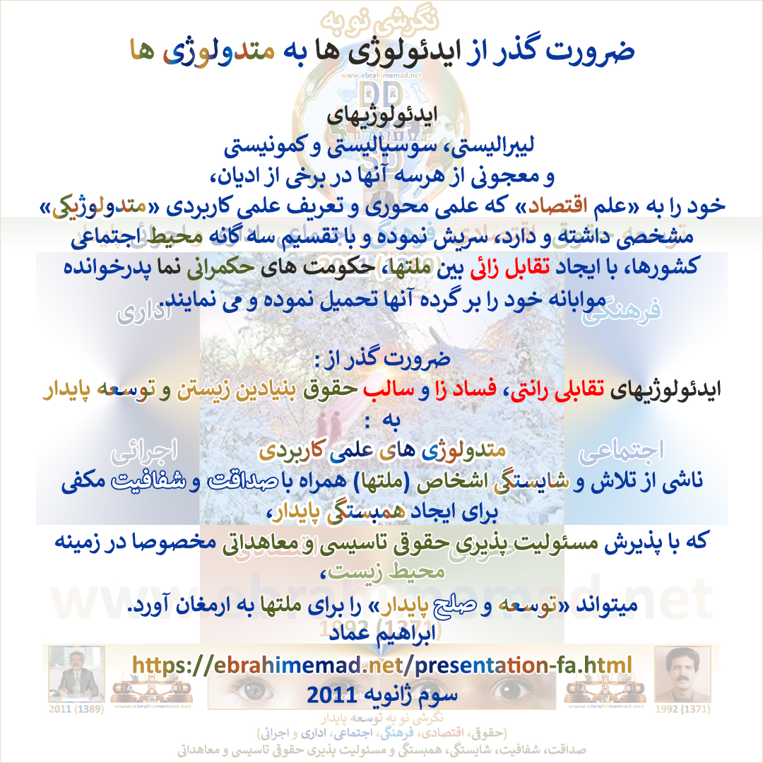 دکتر ابراهیم عماد : برنامه مگا اکونومی، تقسیمات جدید علم اقتصاد و نگرشی نو به توسعه پایدار